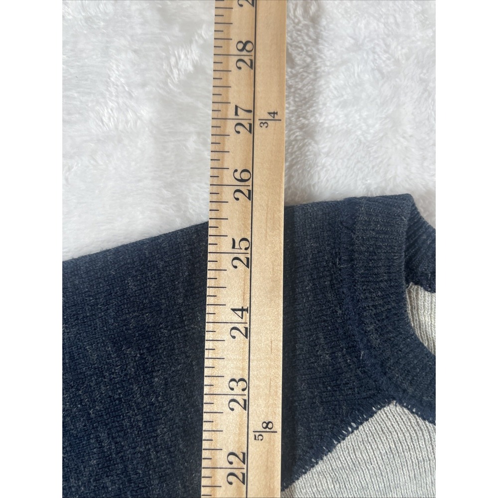 POLO Ralph Lauren Mens Large Rib Knit Gray Navy Colorblock Thermal Crew Pullover - Picture 2 of 8